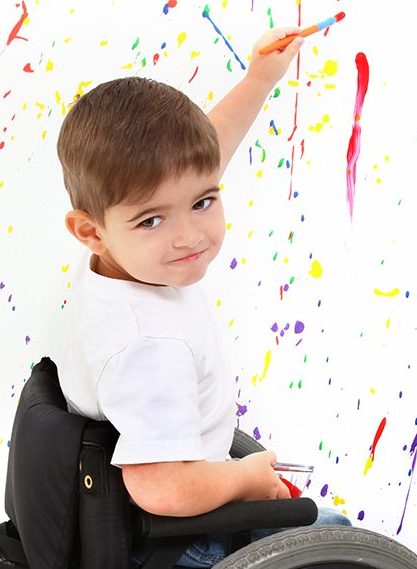 Boy Child Painting Wheelchair | Cerebral Palsy Society